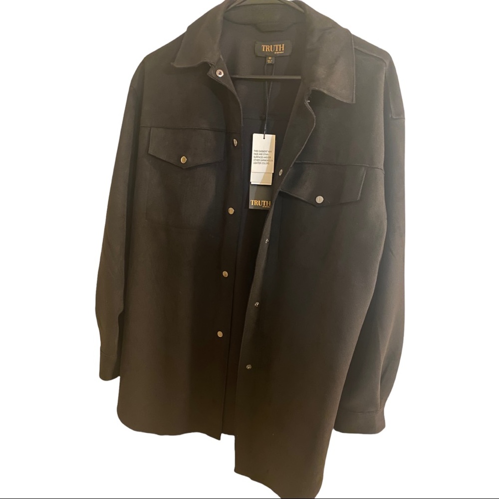 Black Suede Button Up